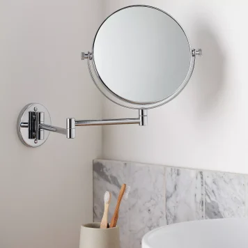 John Lewis Lux Extendable Bathroom Swivel Mirror, Silver