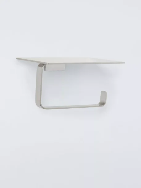 John Lewis Modernist Toilet Roll Holder with Shelf, Silver