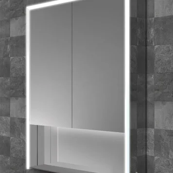 John Lewis Shelf Double Mirrored and Illuminated Bathroom Cabinet