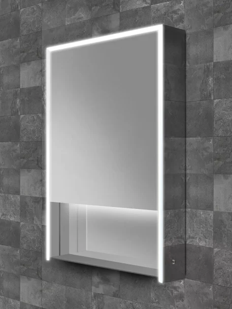 John Lewis Shelf Single Mirrored and Illuminated Bathroom Cabinet