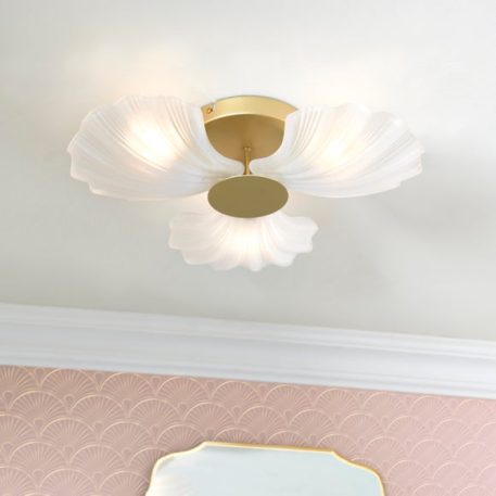 Shell Coastal Bathroom Flush Ceiling Light