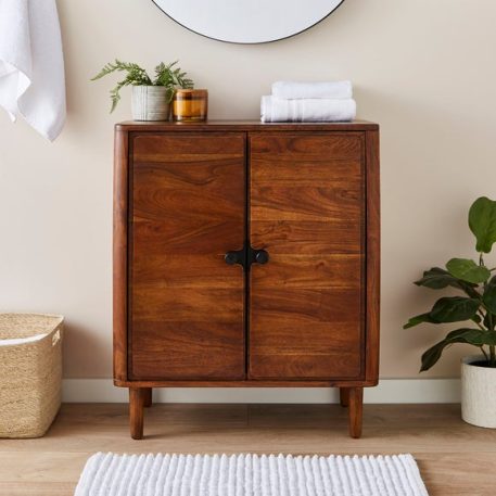 Alani 2 Door Bathroom Cabinet, Acacia Wood