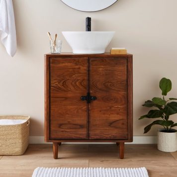 Alani Single Vanity Unit, Acacia Wood