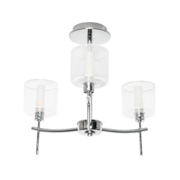 Laverne 3 Arm Semi Flush Bathroom Ceiling Light - Chrome