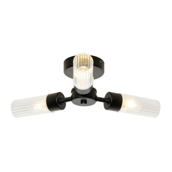 Mavis 3 Arm Semi Flush Bathroom Ceiling Light - Black