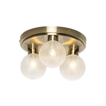 Merrilyn 3 Light Semi Flush Bathroom Ceiling Light - Antique Brass