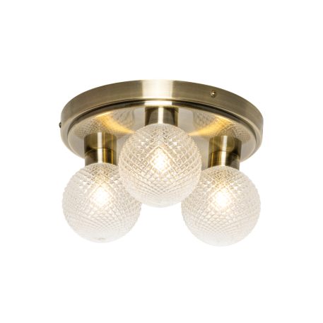 Merrilyn 3 Light Semi Flush Bathroom Ceiling Light - Antique Brass