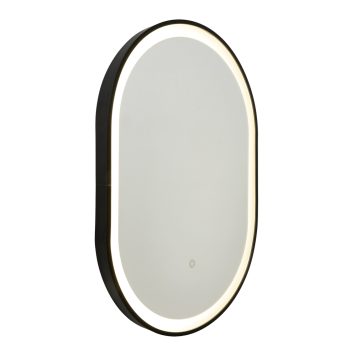 Aves 20 Watt Oval CCT Bathroom Mirror with Touch Demist - Black