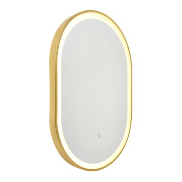 Aves 20 Watt Oval CCT Bathroom Mirror with Touch Demist - Satin Brass