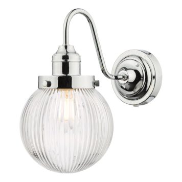 Dar Lighting Tamara Bathroom Wall Light In Polished Chrome With Ribbed Glass IP44 TAM0750-IP44