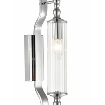 Paris Bathroom Wall Light In Chrome Finish With Ribbed Glass Shade IP44 W133