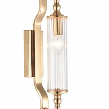 Paris Bathroom Wall Light In Gold Finish With Ribbed Glass Shade IP44 W134